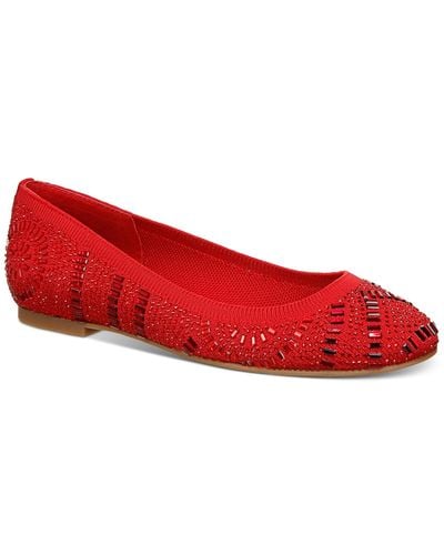 Thalia Sodi Karli Embellished Slip-on Flats - Red