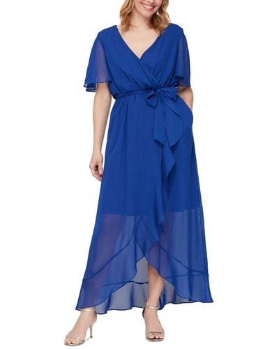 Sl Fashions Ruffled Wrap Dress - Blue
