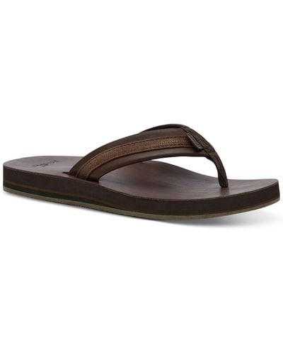 Sanuk Hullsome Leather Flip-flop Sandals - Brown