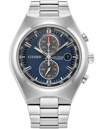 Citizen Eco-drive Chronograph Weekender Titanium Bracelet Watch 43mm - Gray