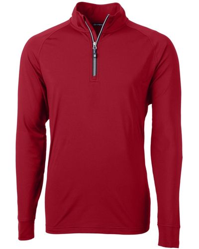 Cutter & Buck Adapt Eco Knit Stretch Recycled Quarter Zip Pullover Jacket - Red