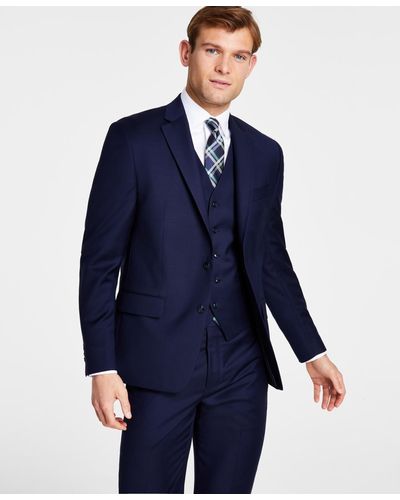 Michael Kors Classic-fit Wool Stretch Solid Suit Jacket - Blue