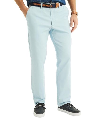 Nautica Classic-fit Stretch Solid Flat-front Chino Deck Pants - Blue