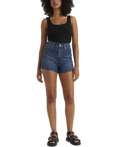 Levi's High-waisted Distressed Cotton Mom Shorts - Blue