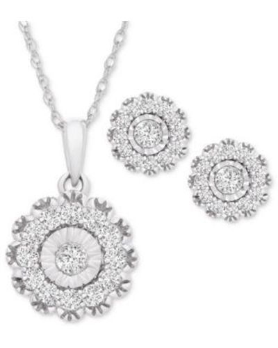 Wrapped in Love Diamond Flower Earrings Pendant Necklace Collection In 14k Created For Macys - Metallic