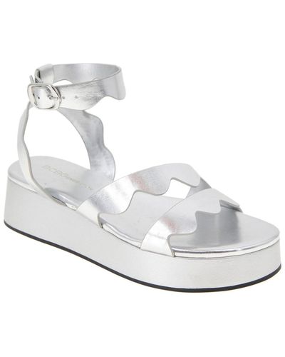 BCBGeneration Faye Scalloped Buckle Flatform Sandals - White
