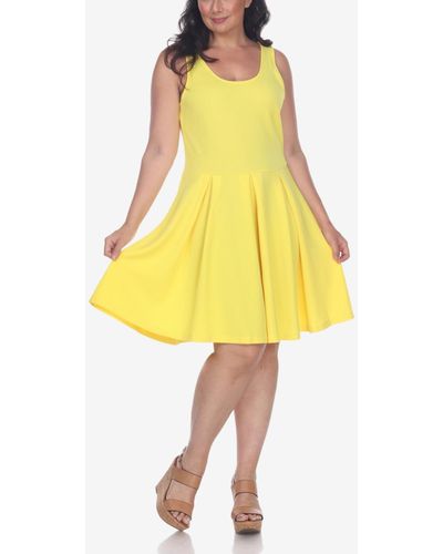 White Mark Plus Size Crystal Dress - Yellow