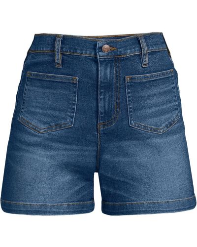 Lands' End Recover High Rise Patch Pocket 5" Jean Shorts - Blue