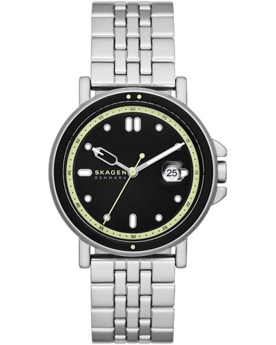 Skagen Signatur Sport Three Hand Date Stainless Steel Watch 40mm - Metallic