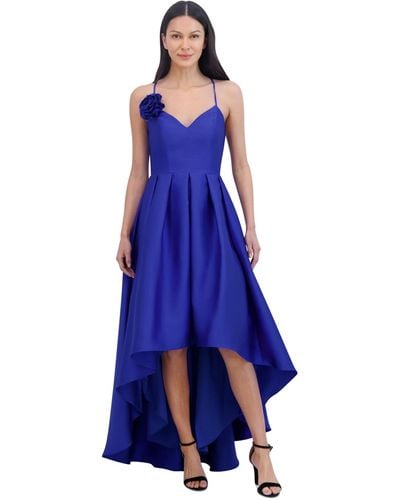Eliza J V-neck Sleeveless High-low Gown - Blue
