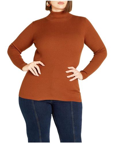 City Chic Plus Size Mia Sweater - Orange