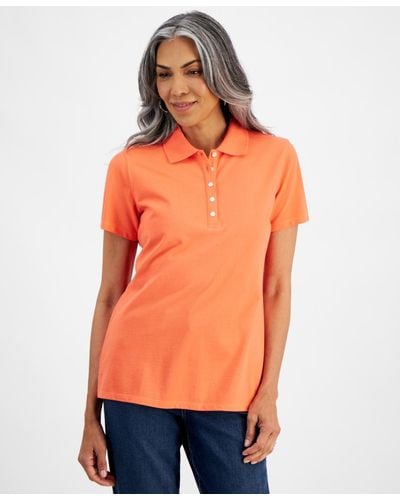 Style & Co. Short-sleeve Cotton Polo Shirt - Orange
