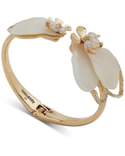 Lonna & Lilly Gold-tone Pave Flower Cuff Bracelet - Metallic