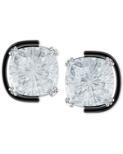 Swarovski Silver-tone Crystal Floating Stud Earrings - White
