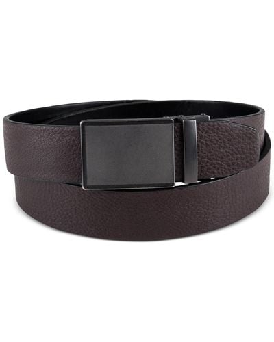Kenneth Cole Techni-cole Plaque Buckle Track Lock Belt - Brown
