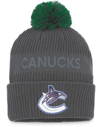 Fanatics Vancouver Canucks Authentic Pro Home Ice Cuffed Knit Hat - Gray