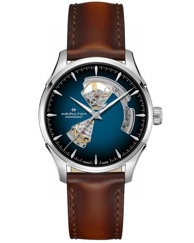 Hamilton Automatic Jazzmaster Open Heart Smoked Stainless Steel Strap Watch 40mm - Blue