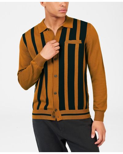 Ben Sherman Full Button Front Stripe Sweater - Multicolor