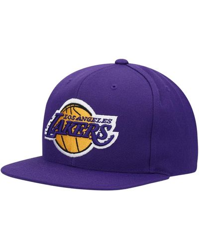 Mitchell & Ness Los Angeles Lakers Team Ground Snapback Hat - Purple