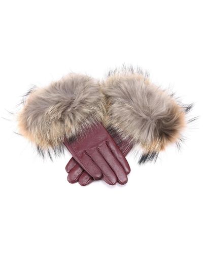 Mio Marino Fur Cuff Waterproof Leather Gloves - White
