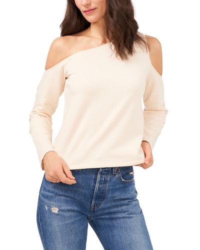1.STATE Asymmetrical One Shoulder Long Sleeve Top - Multicolor