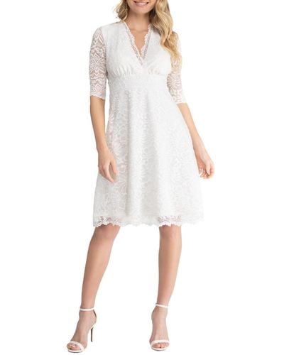 Kiyonna Bella Lace A-line Cocktail Dress - White