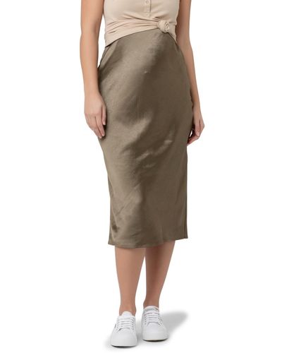 Ripe Maternity Maternity Lexie Satin Midi Skirt - Natural