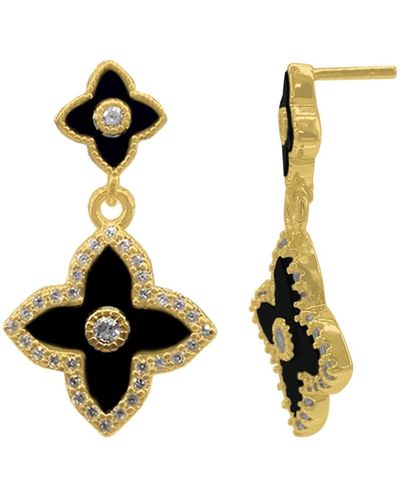 Adornia 14k Gold Plated Clover Drop Earrings - Metallic