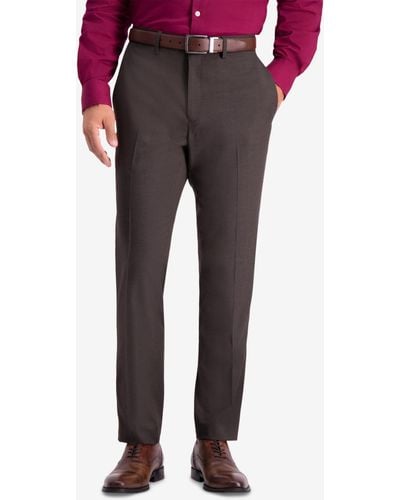 Kenneth Cole Slim-fit Stretch Premium Textured Weave Dress Pants - Brown