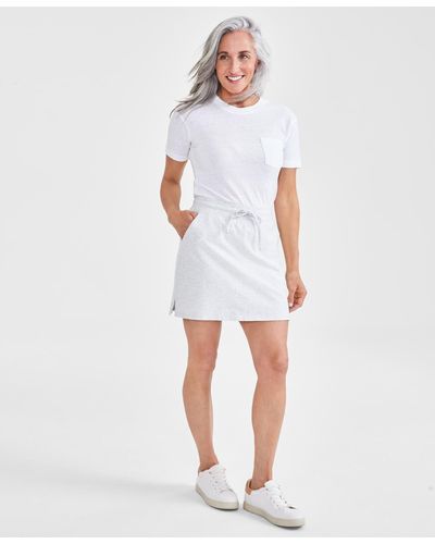 Style & Co. Petite Solid Jersey Skort - White