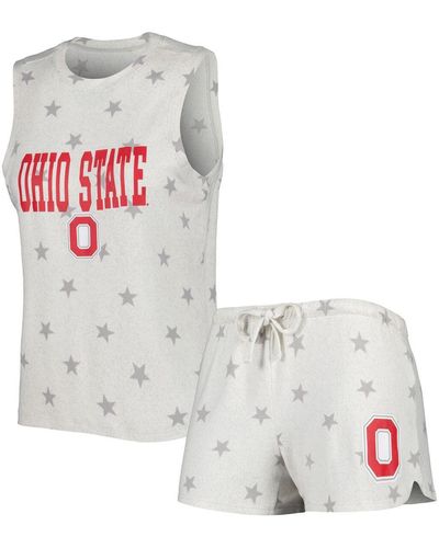 Concepts Sport Ohio State Buckeyes Agenda Stars Tank Top And Shorts Sleep Set - White