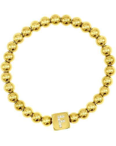 Adornia 14k Gold-plated Initial Cube Stretch Bracelet - Metallic