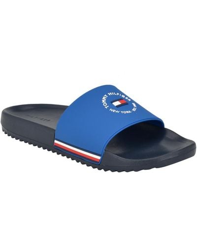 Tommy Hilfiger Ratri Branded Classic Pool Slides - Blue