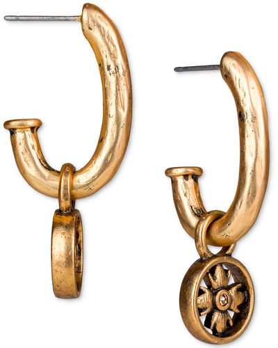 Patricia Nash Pave Floret Charm J-hoop Earrings - Metallic