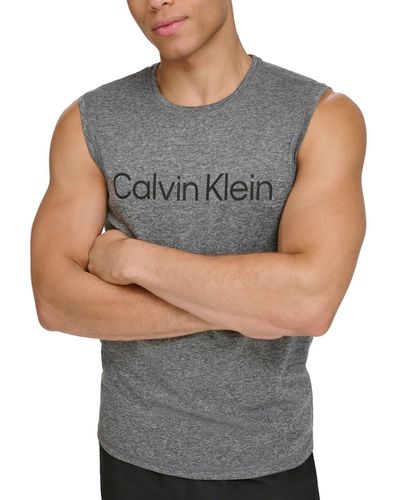 Calvin Klein Sleeveless Rash Guard Performance Logo Tank - Gray