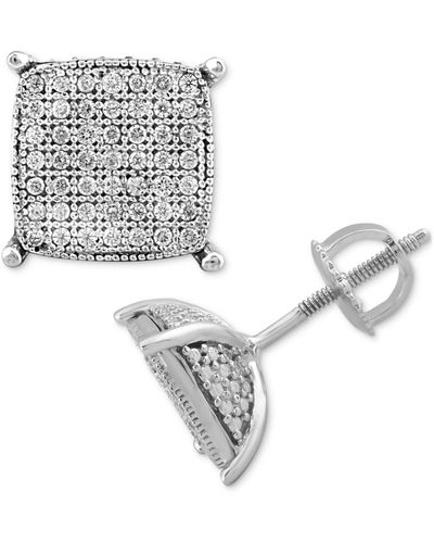 Macy's Diamond Cushion Cluster Stud Earrings (1/4 Ct. T.w. - Metallic