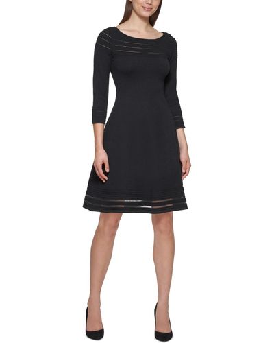 Jessica Howard Petite Illusion-hem Sweater Dress - Black