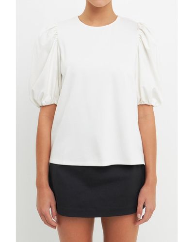 English Factory Puff Sleeve Top - White
