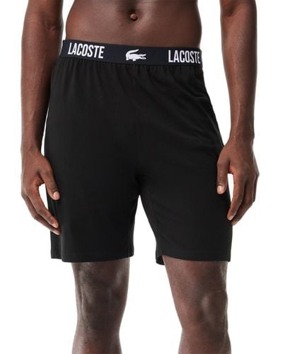 Lacoste Straight Fit Logo Band Pajama Shorts - Black