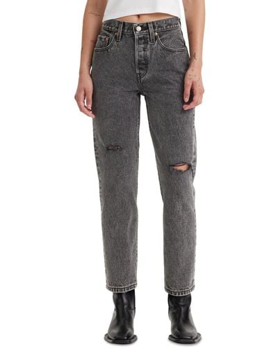 Levi's 501 Cropped Straight-leg High Rise Jeans - Gray