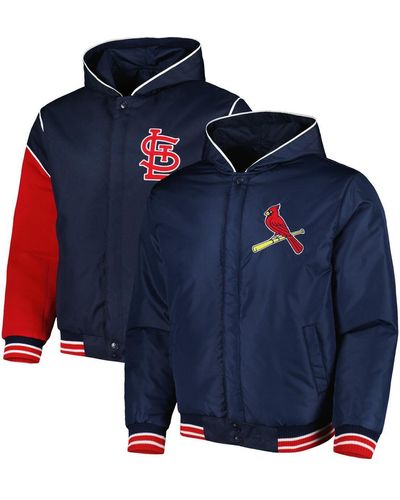 JH Design St. Louis Cardinals Reversible Fleece Full-snap Hoodie Jacket - Blue