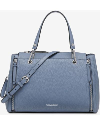 Calvin Klein Garnet Triple Compartment Top Zipper Satchel - Blue