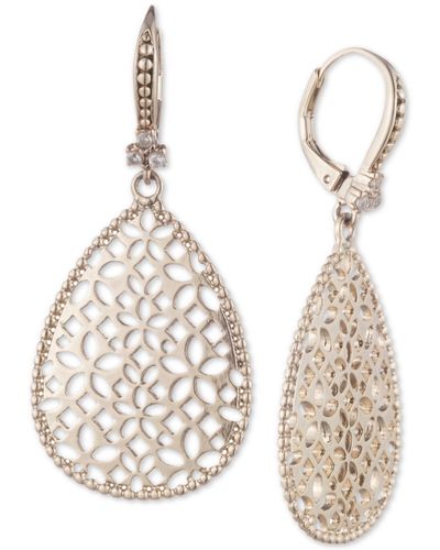 Marchesa Filigree White Goldtone & Crystal Drop Earrings - Metallic