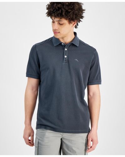 Tommy Bahama Lookout Washed Solid Short-sleeve Polo Shirt - Blue