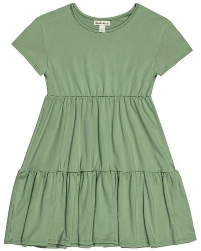 Derek Heart Girls Solid Tiered T-shirt Dress - Green