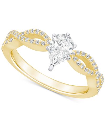 Macy's Diamond Pear Twist Shank Engagement Ring (5/8 Ct. T.w. - Metallic
