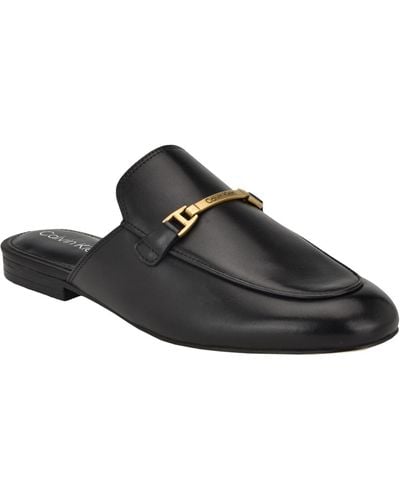 Calvin Klein Sidoll Almond Toe Slip-on Casual Loafers - Black