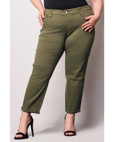 Slink Jeans Plus Size Color Boyfriend Pants - Green