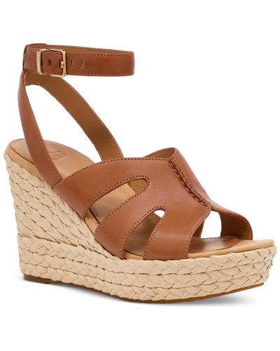 UGG Careena Ankle-strap Espadrille Platform Wedge Sandals - Brown