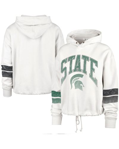 '47 Michigan State Spartans Harper Adjustable Cropped Pullover Hoodie - White